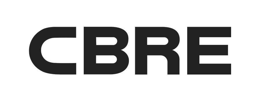 The official corporate logo for CBRE, a commercial real estate services firm.